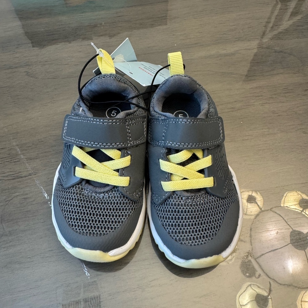 Gray and Yellow Kids Shoes